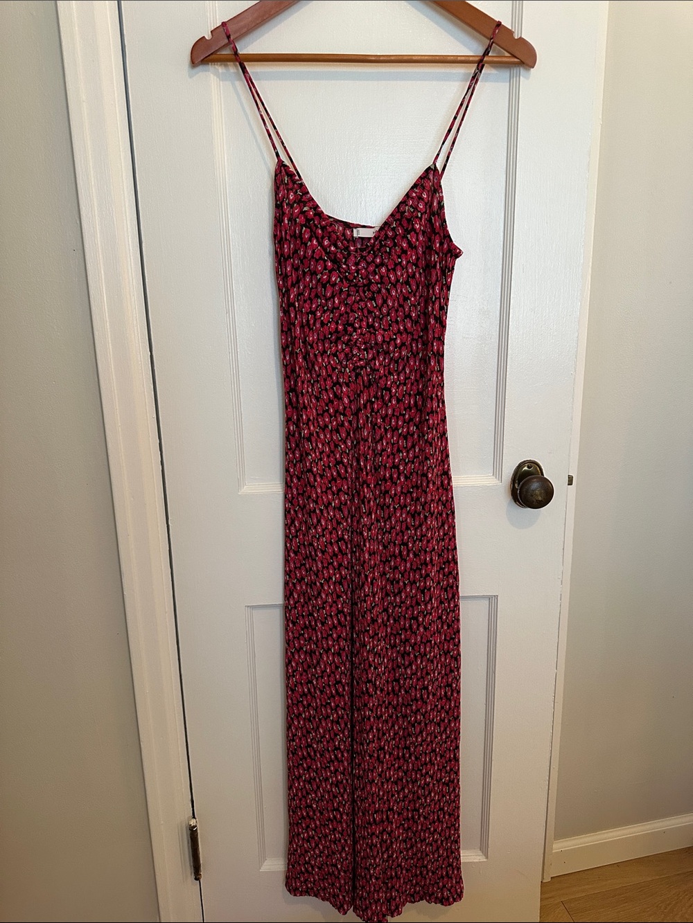 Mango Sleeveless Pink & Black Floral Dress, M